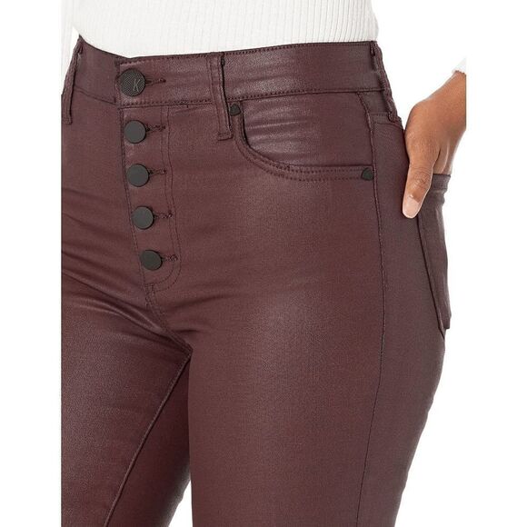 Kut from the Kloth Mia High Rise Skinny Wet Look Bordeaux Jeans 14 NWT - Picture 10 of 11